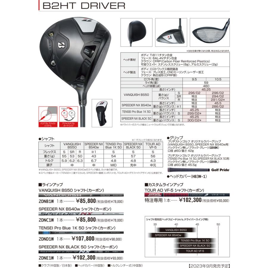 B Series 特注カスタムクラブ ブリヂストンゴルフ B2 HT ドライバー