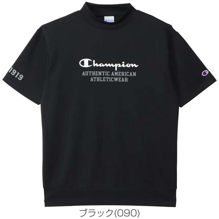 ビームスゴルフ✖️Champion モックネック半袖トレーナー　黒 Champion（チャンピオン） ゴルフ モックネック 半袖シャツ ウェア