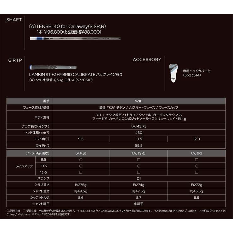 ホットセール 特注カスタムクラブ キャロウェイ PARADYM Ai SMOKE MAX FAST ドライバー 三菱 ディアマナ WS シャフト