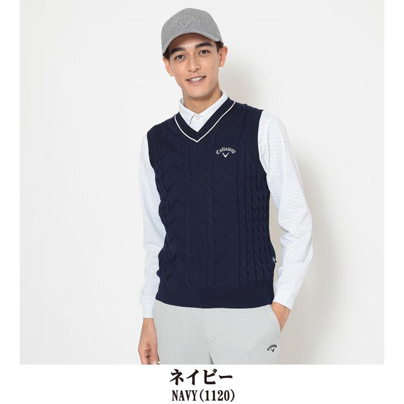 ゴルフ 美品 and per se ダンボールニット ベスト ネイビー サイズL