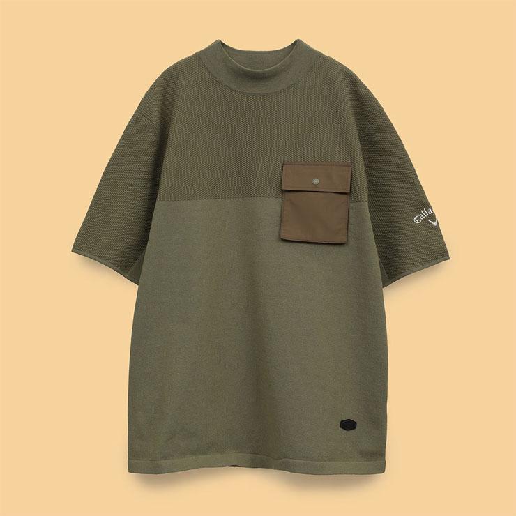 Callaway（キャロウェイ） カノコ編みニットモックネック 半袖シャツ 