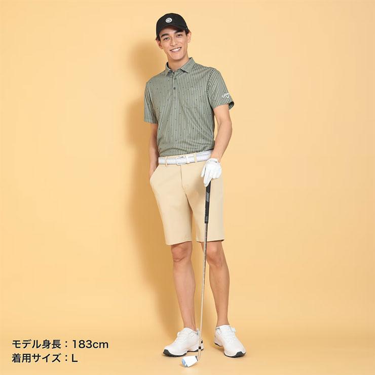 Callaway（キャロウェイ） ハニカムストライプ柄 半袖 ポロシャツ