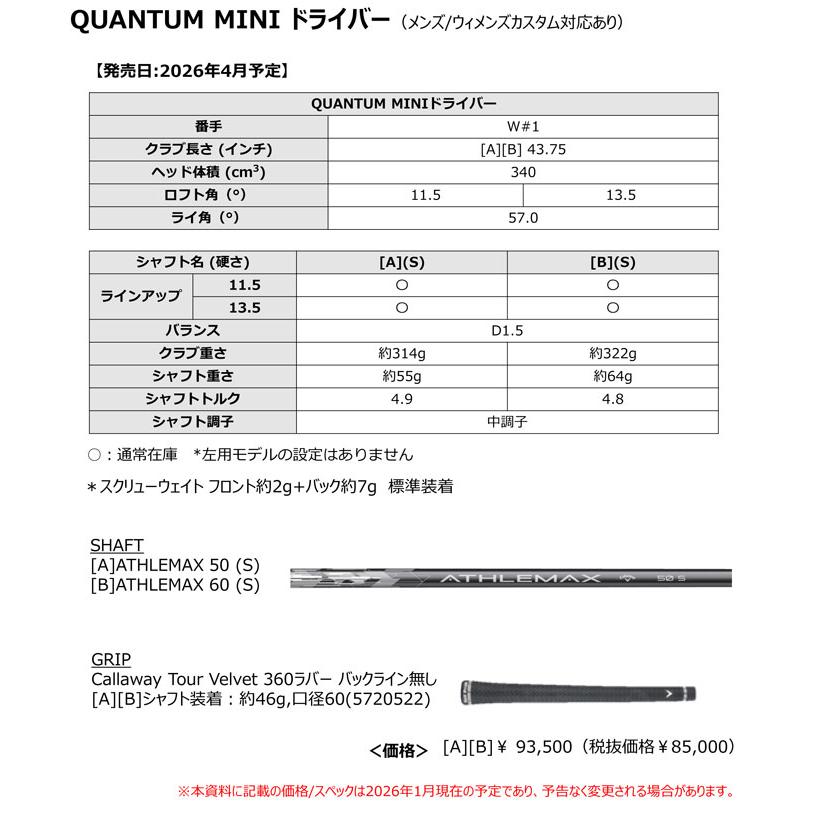 Callaway（キャロウェイ） 特注カスタムクラブ QUANTUM MINI