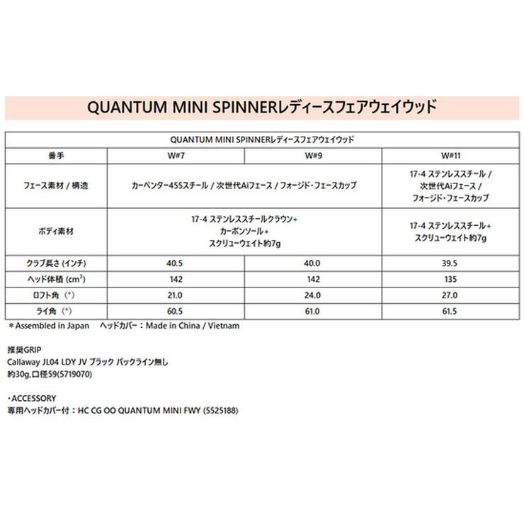 30％OFFクーポン発行 特注カスタムクラブ キャロウェイ QUANTUM MINI SPINNER フェアウェイウッド ウィメンズ仕様 グラファイト ツアーAD F シャフト_4