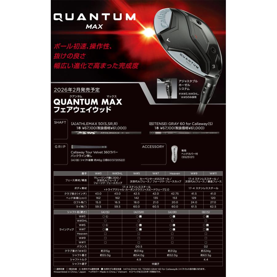 31％OFFクーポン発行 特注カスタムクラブ キャロウェイ QUANTUM MAX フェアウェイウッド N.S.PRO 950GH シャフトの画像