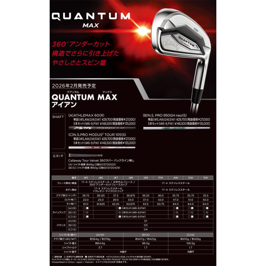 特注カスタムクラブ キャロウェイ QUANTUM MAX アイアン 5本セット[＃6-P] ダイナミックゴールド 95 シャフト_3