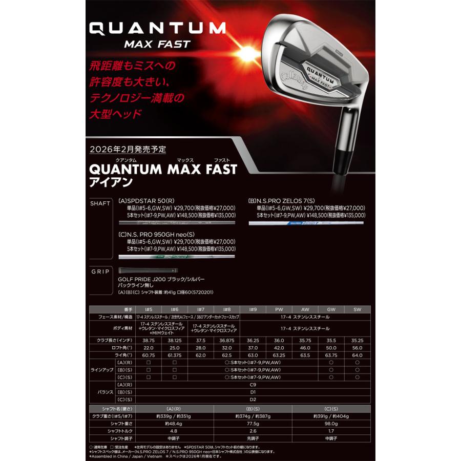 キャロウェイ QUANTUM MAX  FAST アイアン SPDSTAR 50 for Callaway シャフト 5本セット[＃7-PW、AW]_3