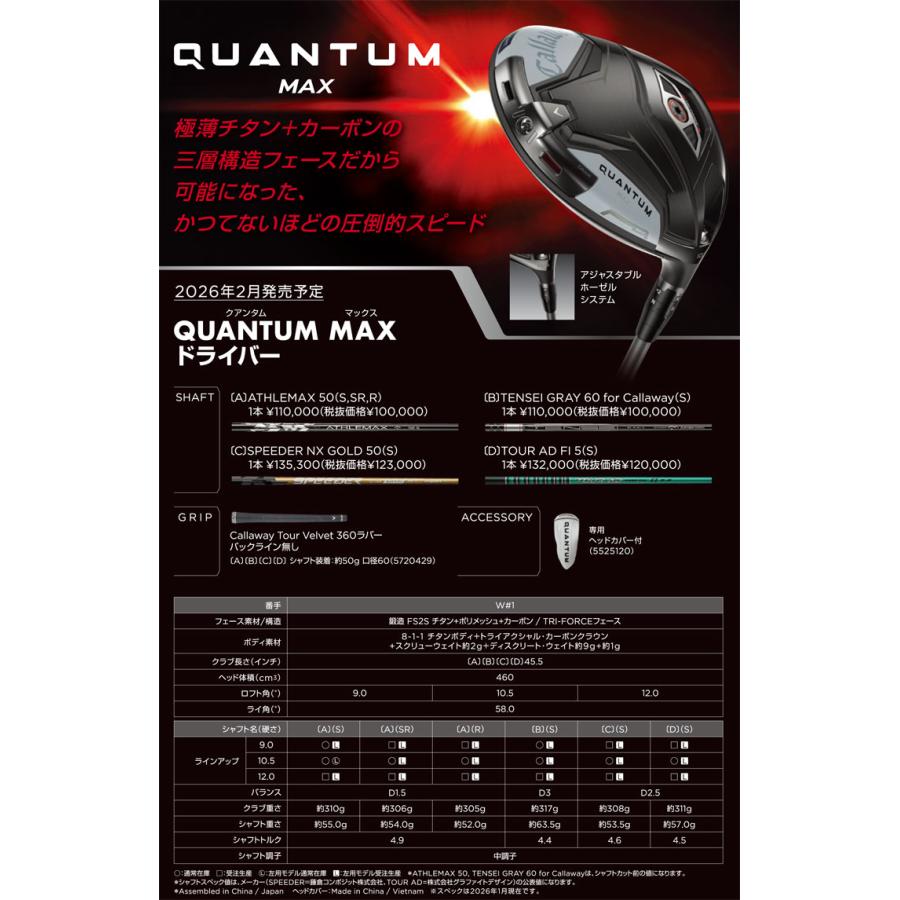 Callaway（キャロウェイ） QUANTUM MAX ドライバー ATHLEMAX 50 for