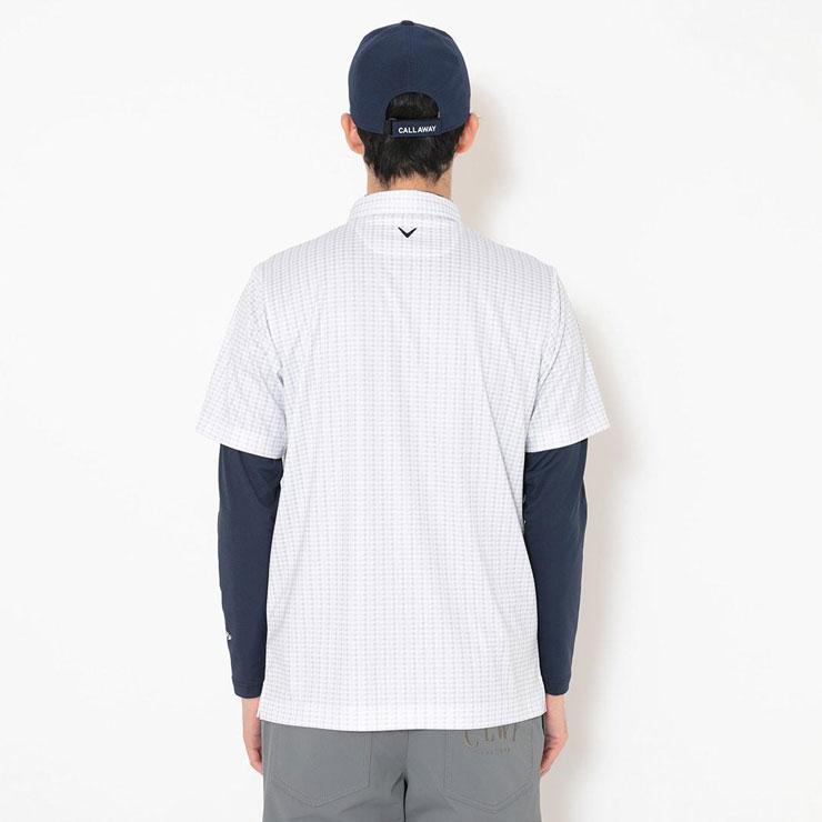 美品　Callaway 千鳥柄　総柄　刺繍　長袖　シャツ　洗える Callaway（キャロウェイ） クールコア 千鳥総柄 半袖ポロシャツ +
