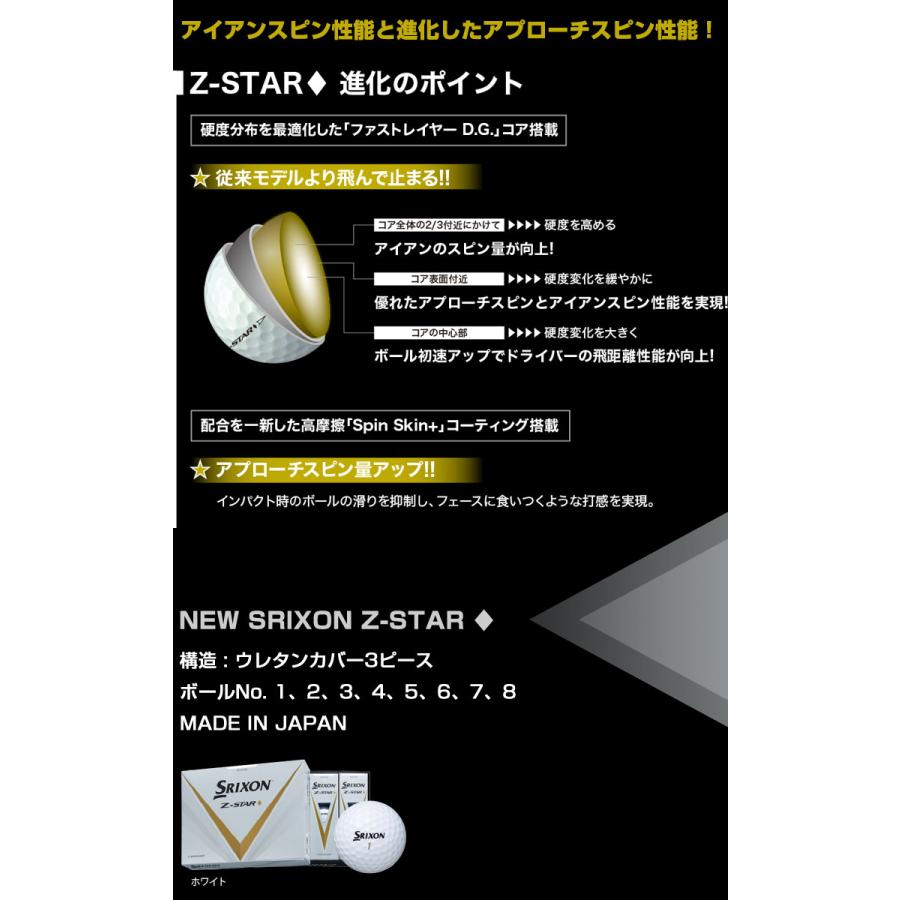 オウンネーム対応 スリクソン Z-STAR XV / Z-STAR / Z-STAR ◆ ゴルフボール 2023年モデル 1ダース [12球入り]｜golfranger｜04