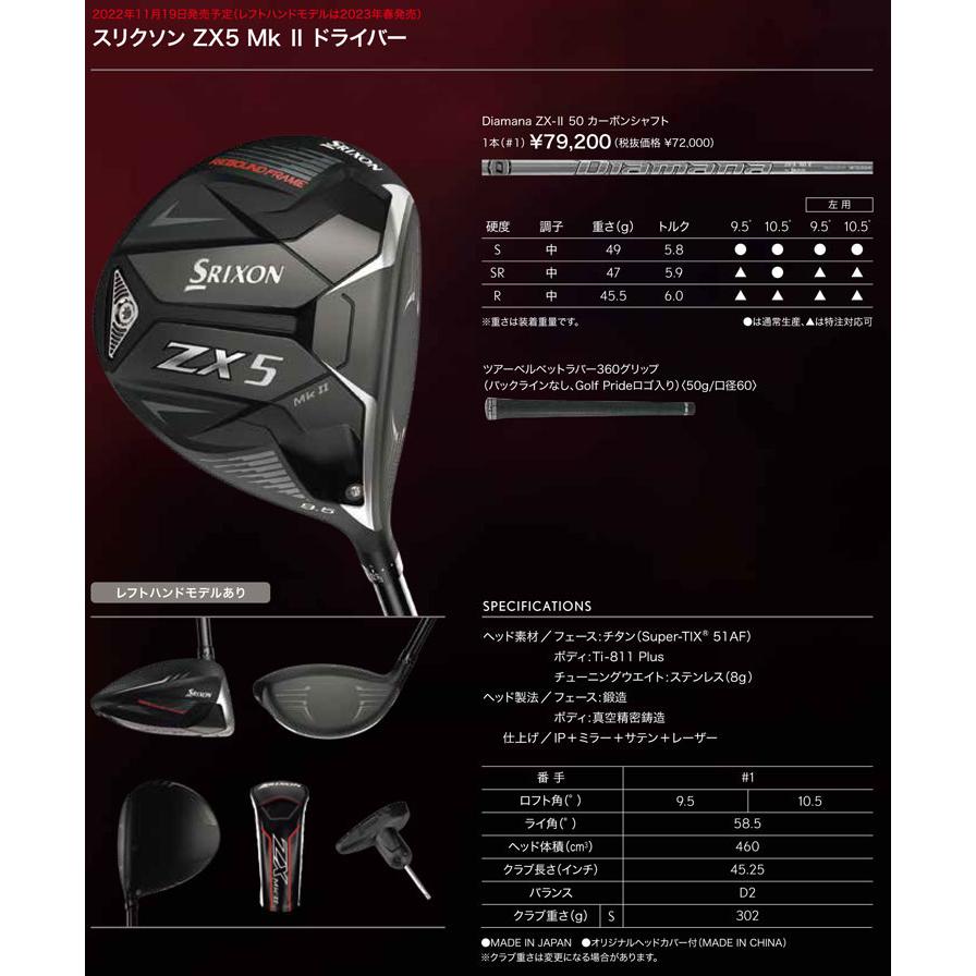 スリクソン ZX5 Mk II ドライバー 三菱 Diamana ZX-II 50 シャフト｜golfranger｜09