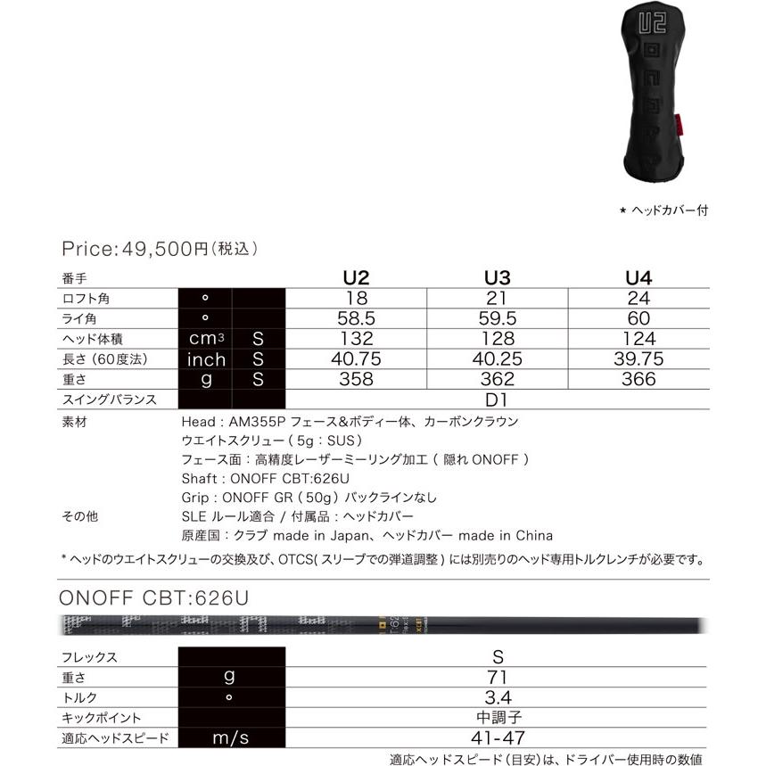 特注カスタムクラブ オノフ 2026 KURO ユーティリティ ウィングス N.S.PRO ZEROS 8 シャフト 標準グリップ仕様_4