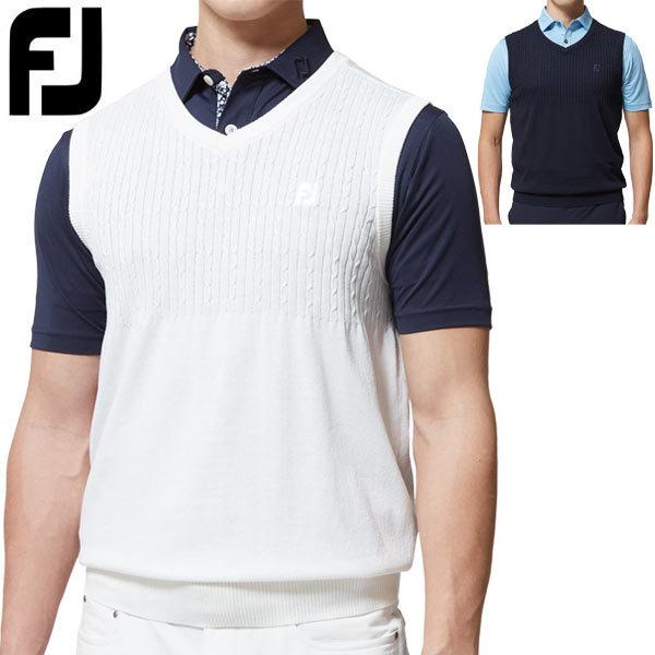 フットジョイ ゴルフウェア メンズ クールマックス Vネック ケーブルニット ベスト Fj S22 M02 22年春夏モデル M Xl 国内正規品