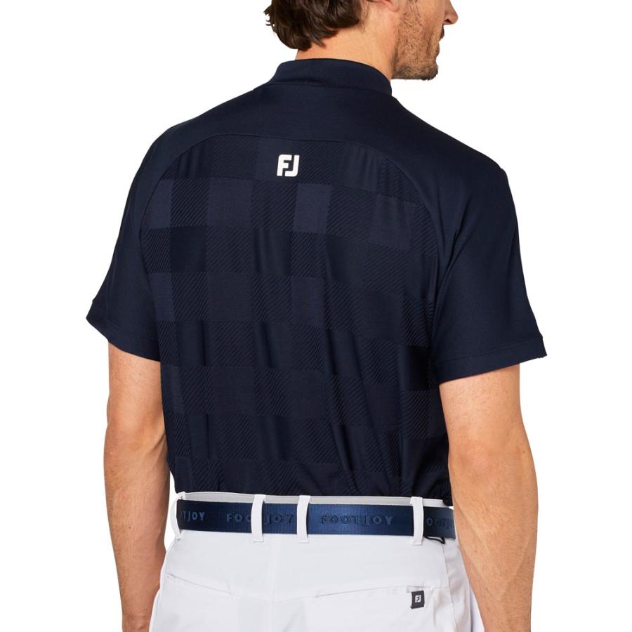 【極美品】フットジョイ ゴルフウェア 2枚セット メンズ M モックネック＆ポロ FootJoy（フットジョイ） チェックジャカード モックネック 半袖シャツ