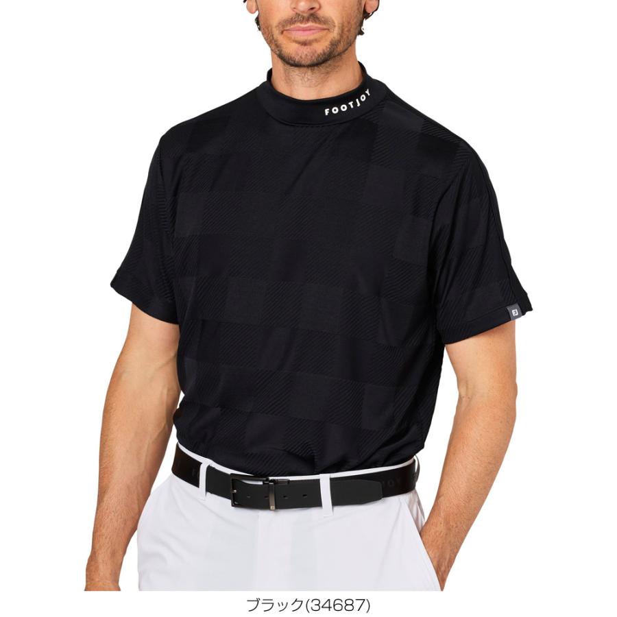 【極美品】フットジョイ ゴルフウェア 2枚セット メンズ M モックネック＆ポロ FootJoy（フットジョイ） チェックジャカード モックネック 半袖シャツ