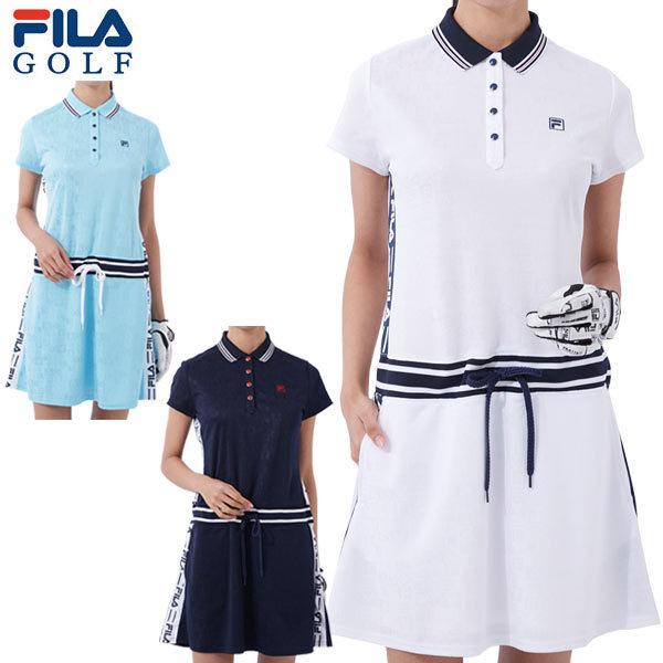 フィラゴルフ レディースウエア レディース 半袖 ゴルフウェア ロゴジャガード 半袖 ワンピース ゴルフレンジャーのフィラ