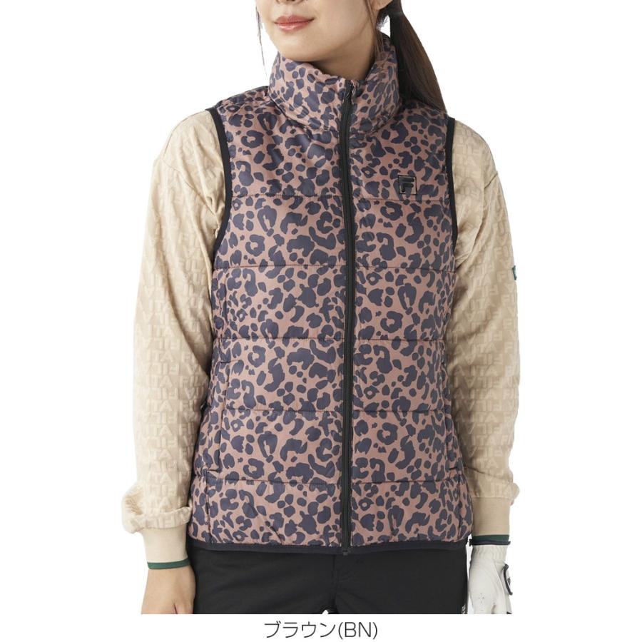 FILA GOLF フィラゴルフ レオパード柄 ライトダウン フルジップ ベスト