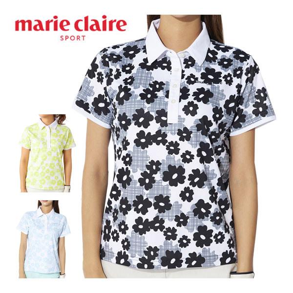 Marie Claire（マリ クレール） 花柄 半袖 ポロシャツ ゴルフウェア