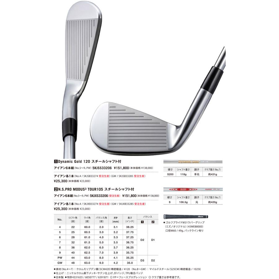 ミズノ Mizuno Pro 243 アイアン N.S.PRO MODUS3 TOUR 105 シャフト 6本セット[＃5-P]｜golfranger｜05