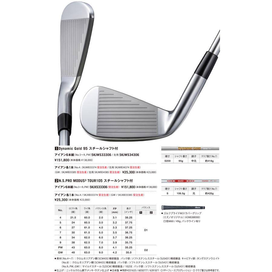 MIZUNO GOLF 20％OFFクーポン対象 ミズノ Mizuno Pro 245 アイアン