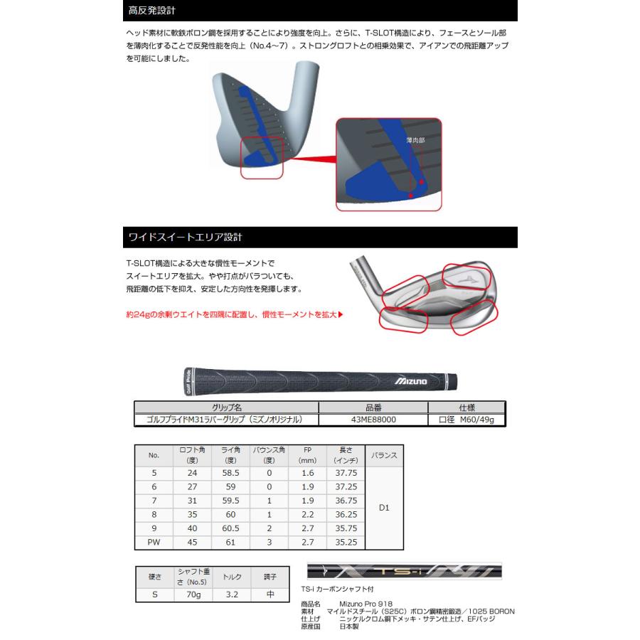 MIZUNO（ミズノ） Mizuno Pro 918 アイアン TS-i カーボンシャフト