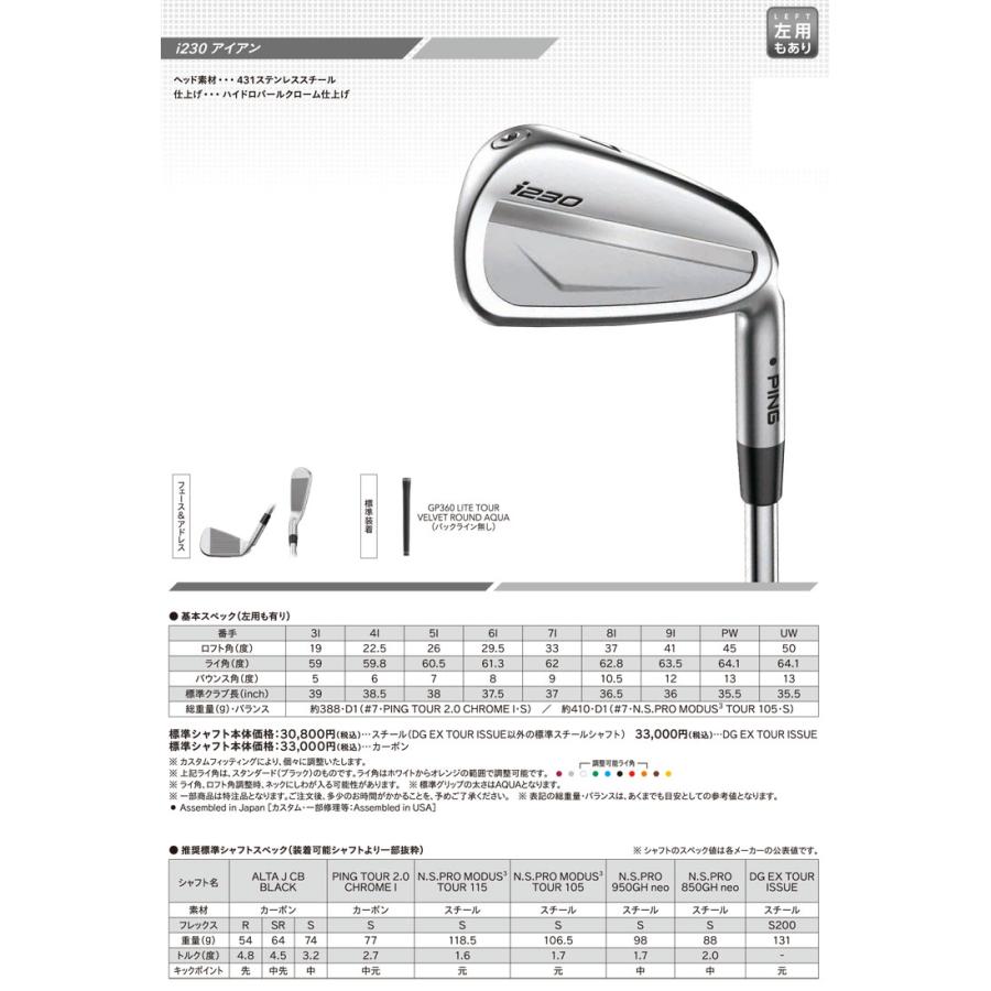特注カスタムクラブ ピン i230 アイアン N.S.PRO 750GH NEO シャフト 