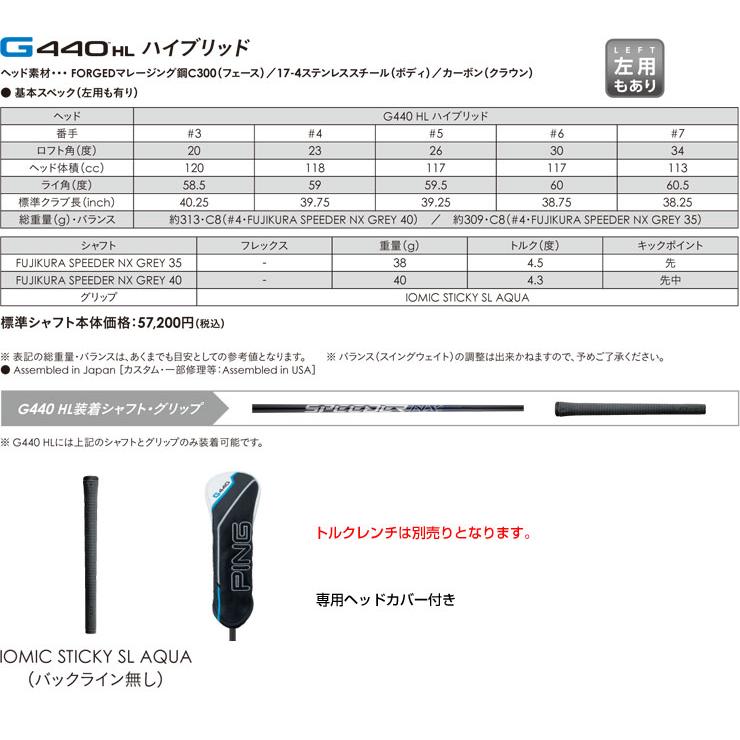 PING 25％OFFクーポン対象 ピン G440 HL ハイブリッド Fujikura