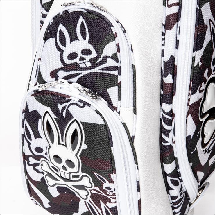 Psycho Bunny キャディバッグ ラウンドバックヘッドカバー白黒