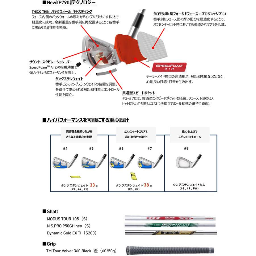 特注カスタムクラブ テーラーメイド P790 アイアン RAUNE IRON i75 / i90 / i105 シャフト 5本セット[＃6-P]
