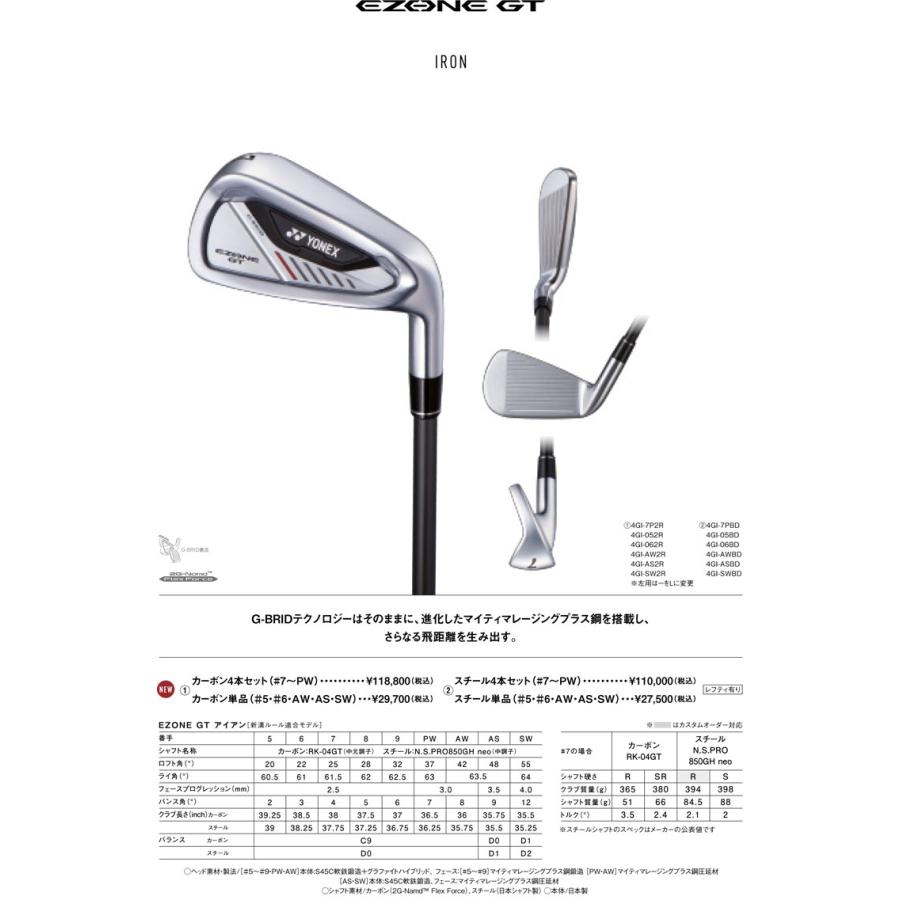 YONEX（ヨネックス） EZONE GT アイアン 単品[＃5、＃6、AW、AS、SW