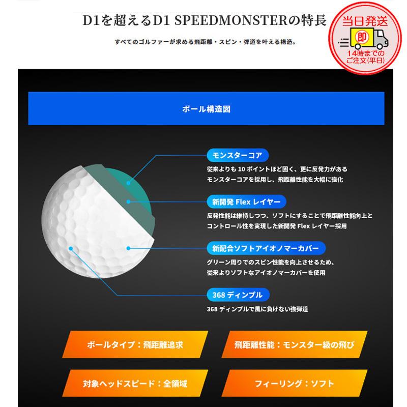 即納 本間ゴルフ ホンマゴルフ D1 Speedmonster スピードモンスター ゴルフボール 1ダース 12球 日本正規品 Hm D1 Spdmnstr Golf Shop Champ 通販 Yahoo ショッピング