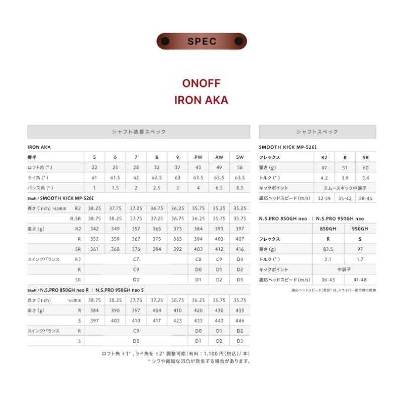 ONOFF（オノフ） 【受注生産品】2026 ONOFF 赤 アイアン 単品 N.S.PRO