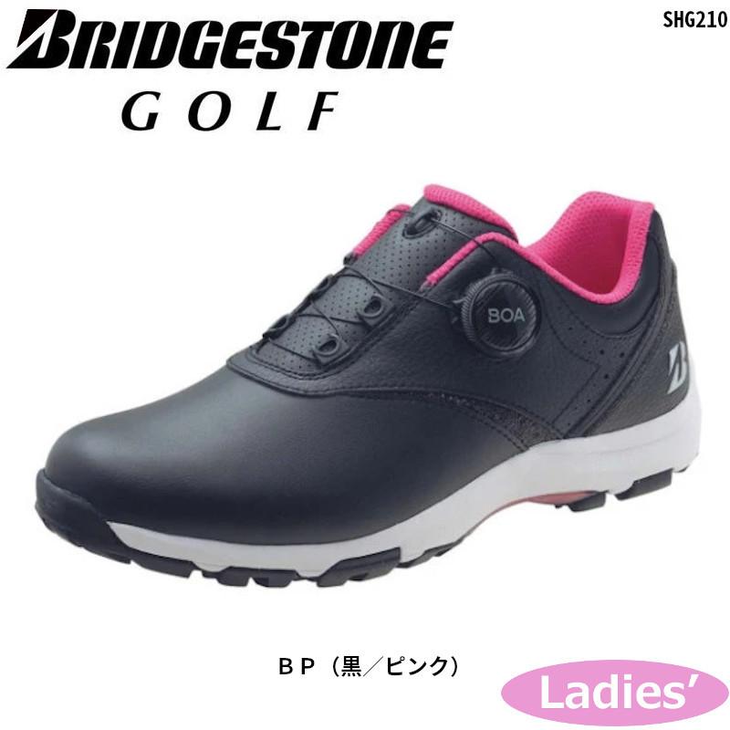 （レディース）ブリヂストンゴルフ ゼロ・スパイク バイター ライト SHG210 スパイクレス ゴルフシューズ BOA 黒／ピンク（ＢＰ）｜golftown