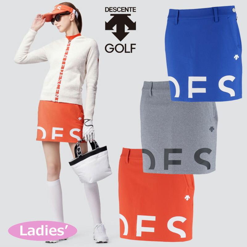 （レディース）デサントゴルフ メランジ ストレッチ ツイル ロゴ プリント スカート（DGWUJE06）2022秋冬 dec