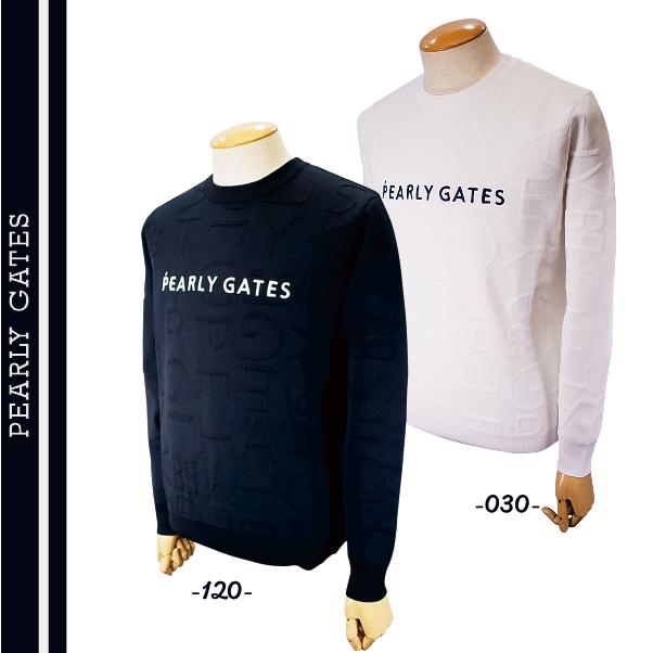 PEARLY GATES ロゴストライプ　セーター サイズ２ PEARLY GATES ニット セーター 「PEARLY GATES」14Gクルーネックニット