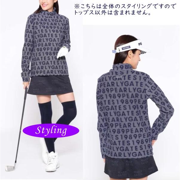 【NEW】PEARLY GATES パーリーゲイツ P/G ストレッチガーゼ裏起毛 ドット&ロゴ レディス 長袖モックシャツ =JAPAN MADE= 055-3166118/23A 
