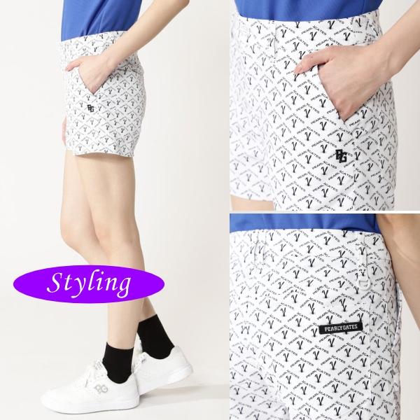 【NEW】PEARLY GATES パーリーゲイツ EXストレッチ \"vision\"" ロゴアーガイル柄 ストレッチヘリンボーンレディスショートパンツ 055-6132405/26A【正規品】"_2