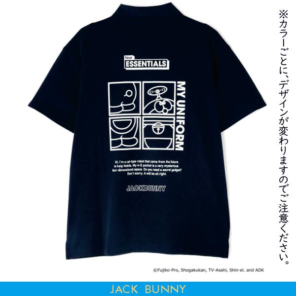 新品 ジャックバニー Jack Bunny!! ドラえもん 半袖ポロシャツ 黒 ジャック バニー ゴルフウェア 半袖シャツ 秋 冬 【ドラえもん】PE
