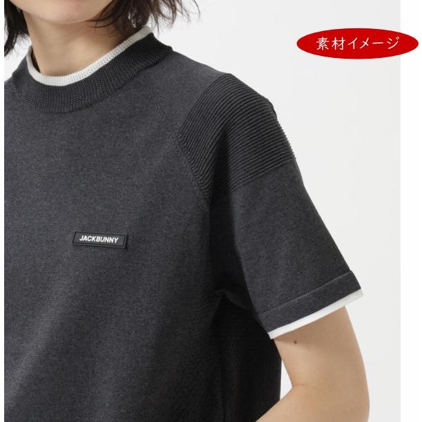 【NEW】Jack Bunny!! ジャックバニー!!メッシュディティール 天竺度詰め レディス 半袖モックネックニットプルオーバー 263-6174366/26A【正規品】の画像