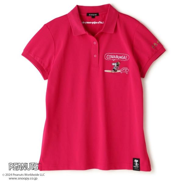 パーリーゲイツ×スヌーピー　ポロシャツ ピンク ゴルフ ワッペン　L 年末年始特別価格】SNOOPY GOLF スヌーピーゴルフ COWABUNGA