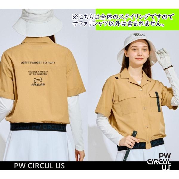 【PREMIUM SALE】【春のゴルフ応援企画】【PW CIRCULUS・ピーダブリュサーキュラス】 レディース サファリシャツ【KHPQGM-0618】【B-32】の画像