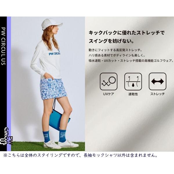 【PW CIRCULUS・ピーダブリュサーキュラス】【吸水速乾/UV遮蔽率99.5%/ストレッチ】レディース ロングスリーブモックT◆シャツ【KKPQGW-0334】【A-50】の画像