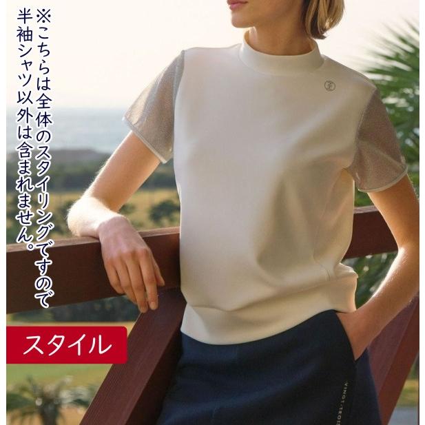 新品！23区GOLF レディース半袖ハイネックシャツ 吸水速乾 UV ストレッチ 23区GOLF 【PREMIUM SALE】【春のゴルフ応援企画】23区GOLFレディース