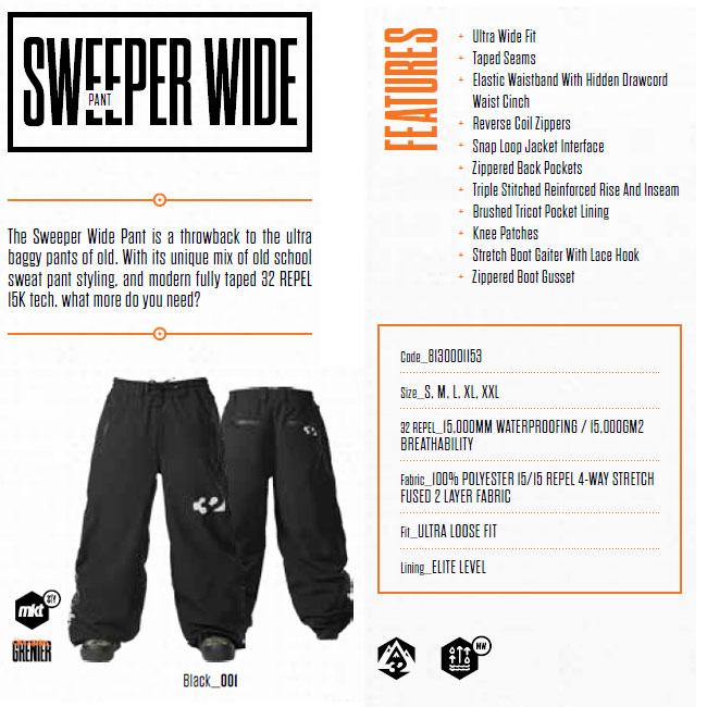 予約 サーティーツー THIRTYTWO SWEEPER WIDE PANT 23-24 パンツ