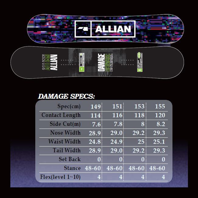 ALLIAN 予約 アライアン スノーボード DAMAGE 25-26 ダメッジ