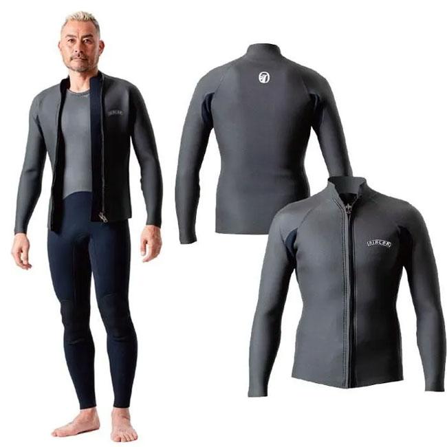 L 新品　RINCON 　リンコン　黒　2mm フロントジップ　長袖タッパー 長袖タッパー RINCON ICON CLASSIC RUBBER JACKET LA STYLE メンズ