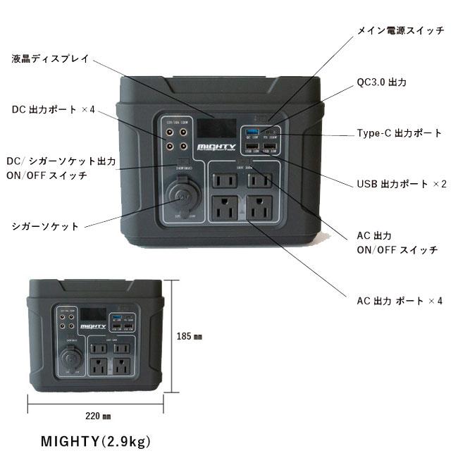 ポータブル電源  ソーラーパネルセット MIGHTY マイティ SY-33 89,600mAh / 331wh キャンプ アウトドア PORTABLE POWER SUPPLY｜golgoda｜04