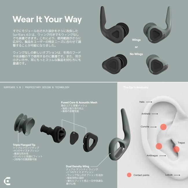 SURF EARS（サーフイヤーズ） サーファーズイヤー防止 耳栓 SURF EARS