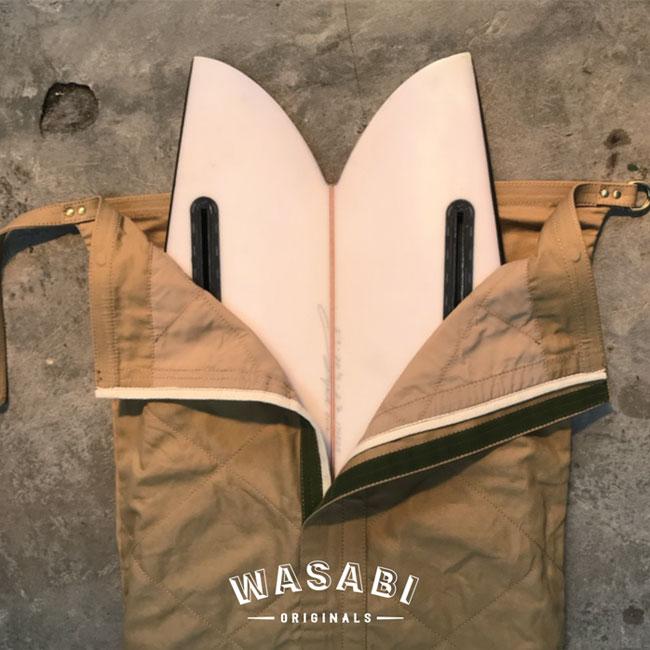 WASABI Soil brown 7ft2inサーフボードキャンバスケース WASABI CANVAS BOARD SOCK 7ft2in 219cm Soil brown