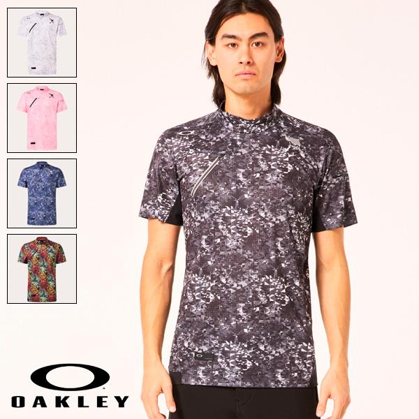 新品❗️人気カラー❗️オークリーゴルフメンズスカルシャツ半袖吸汗速乾爽快動きやすい OAKLEY（オークリー） 半袖ハイネックシャツ スカル ブルームクォーツ